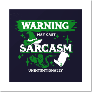 May Cast Sarcasm Unintentionally Light Green Warning Label Posters and Art